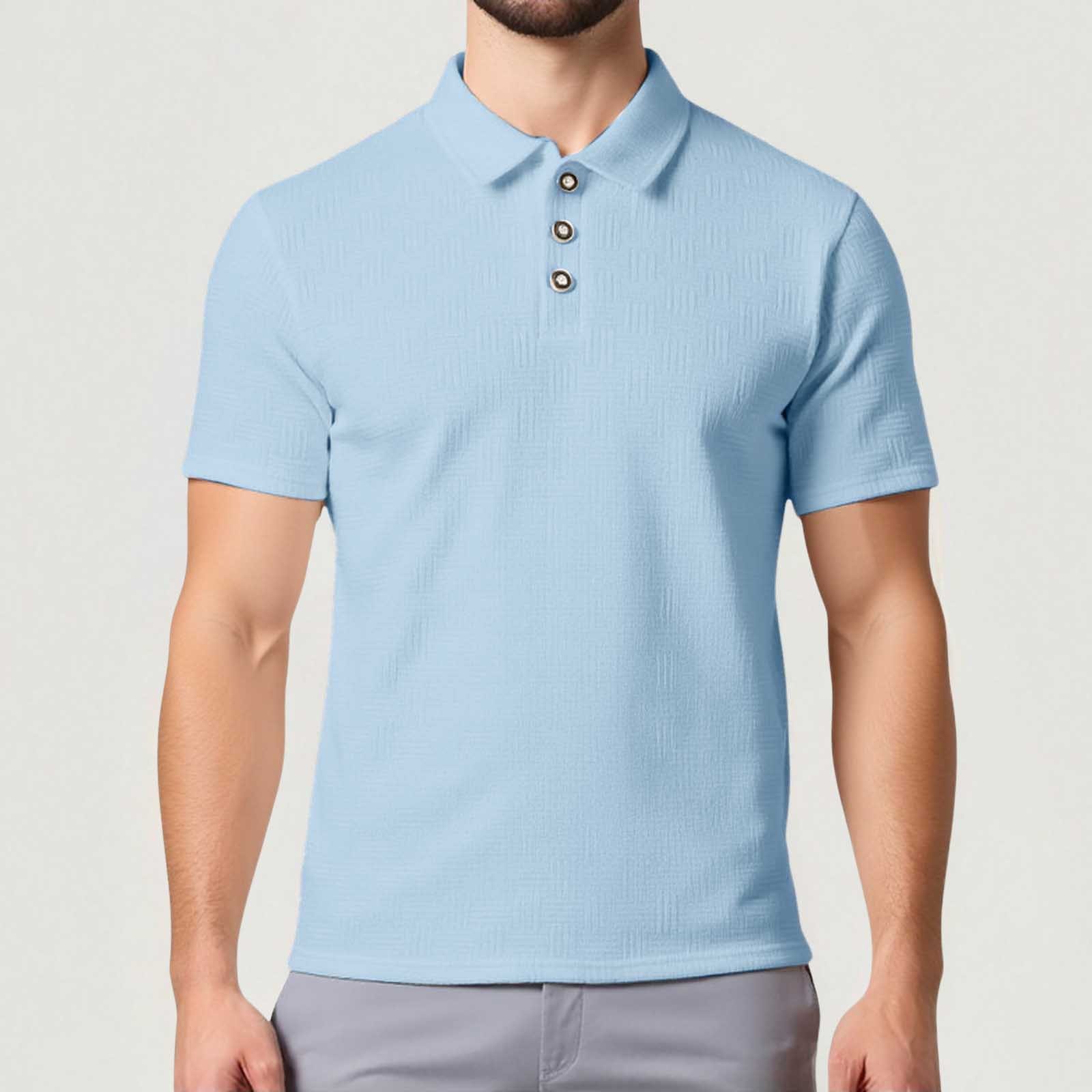 thumbnail image 2 of Camiseta de verano para hombre con solapa y cremallera, color liso, para actividades al aire libre, poliéster, adecuada para el día a día y el entrenamiento (S-XXXL), 2 of 8